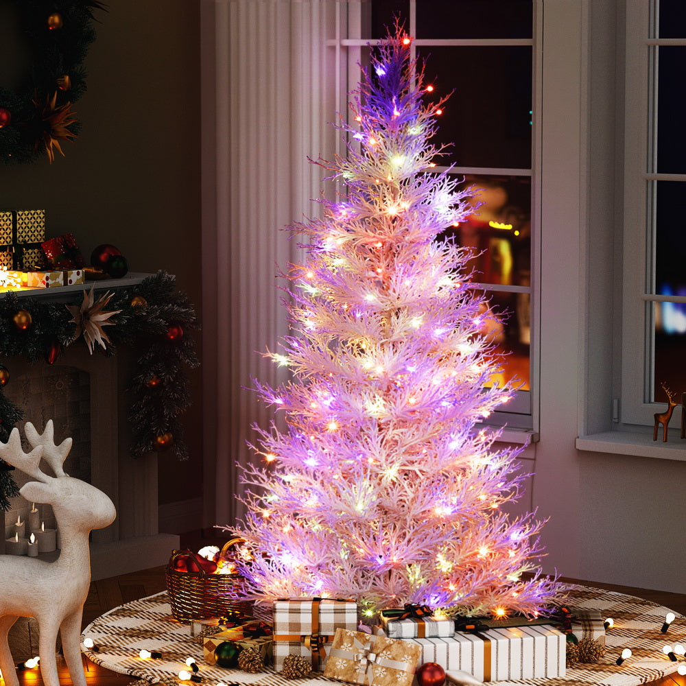 Jingle Jollys 1.8M LED Christmas Tree 8 Modes Adjustable Multi Color Light Snowy - Homecoze