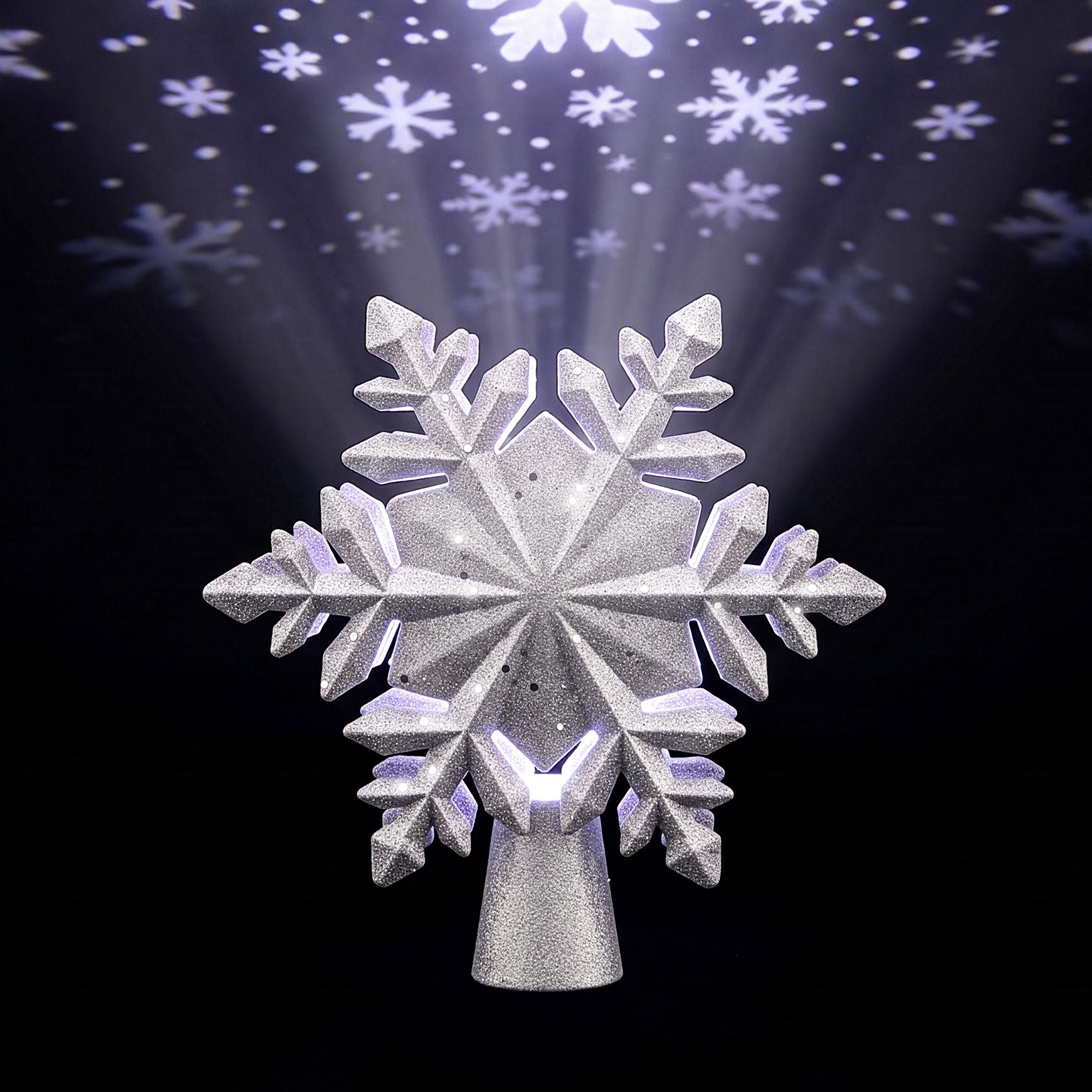 Snowflake Projector Christmas Tree Topper 23cm - Silver