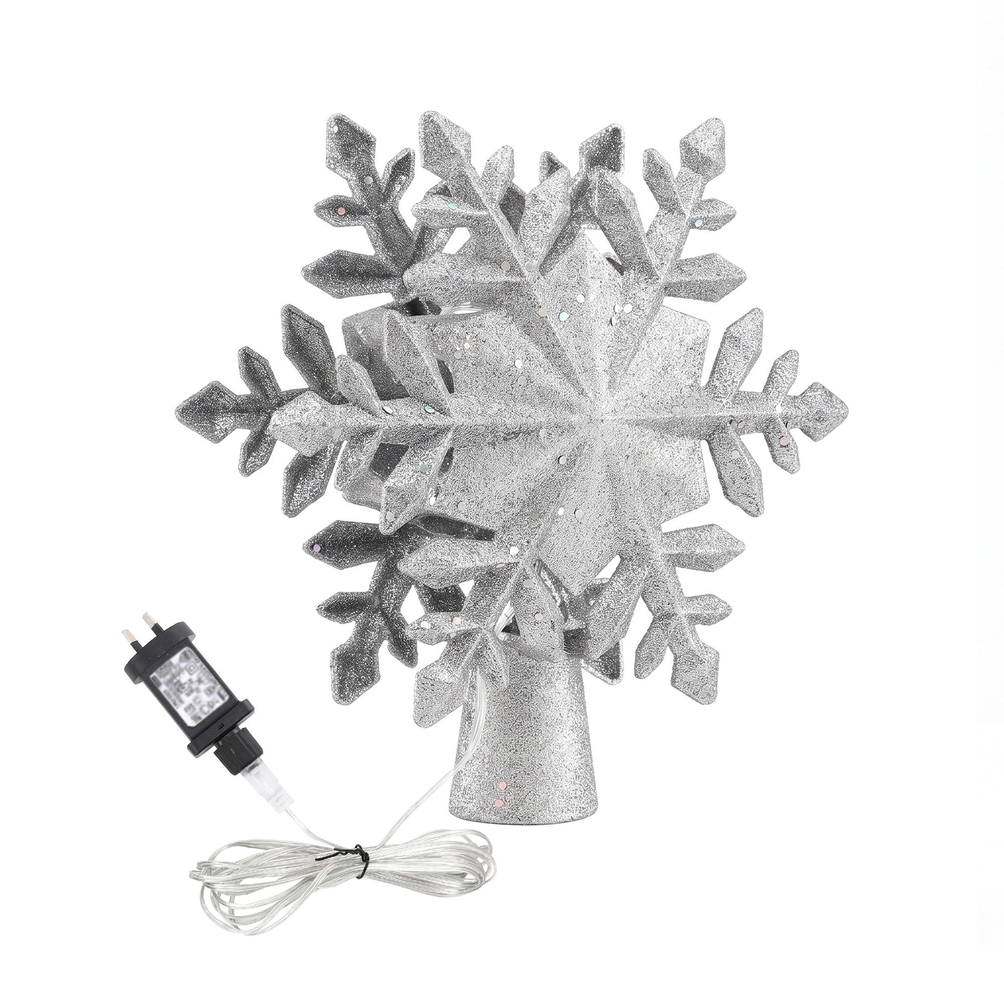 Snowflake Projector Christmas Tree Topper 23cm - Silver