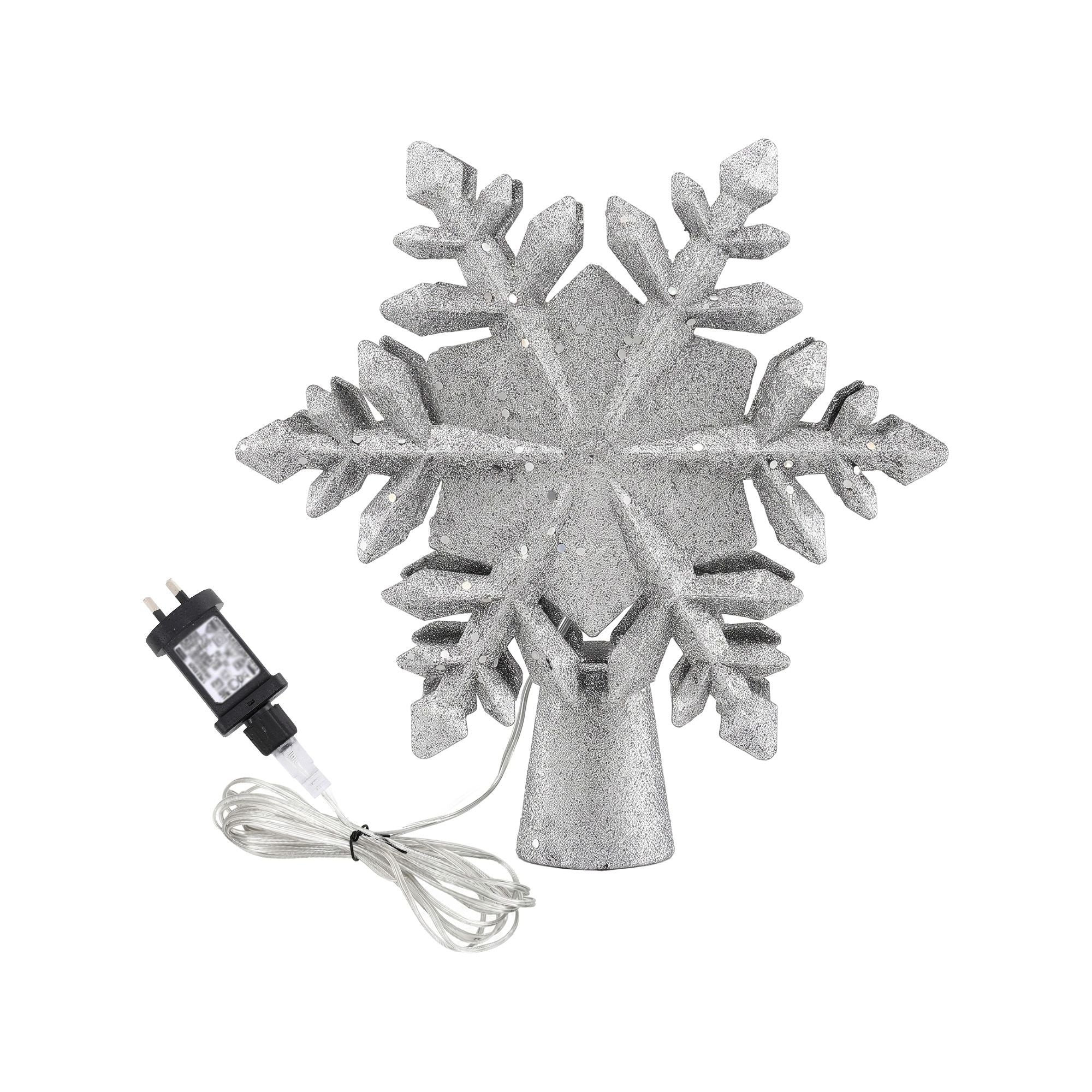 Snowflake Projector Christmas Tree Topper 23cm - Silver
