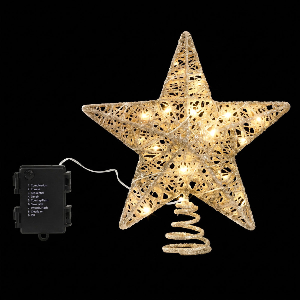 3D LED Christmas Tree Topper Star 23cm - Gold