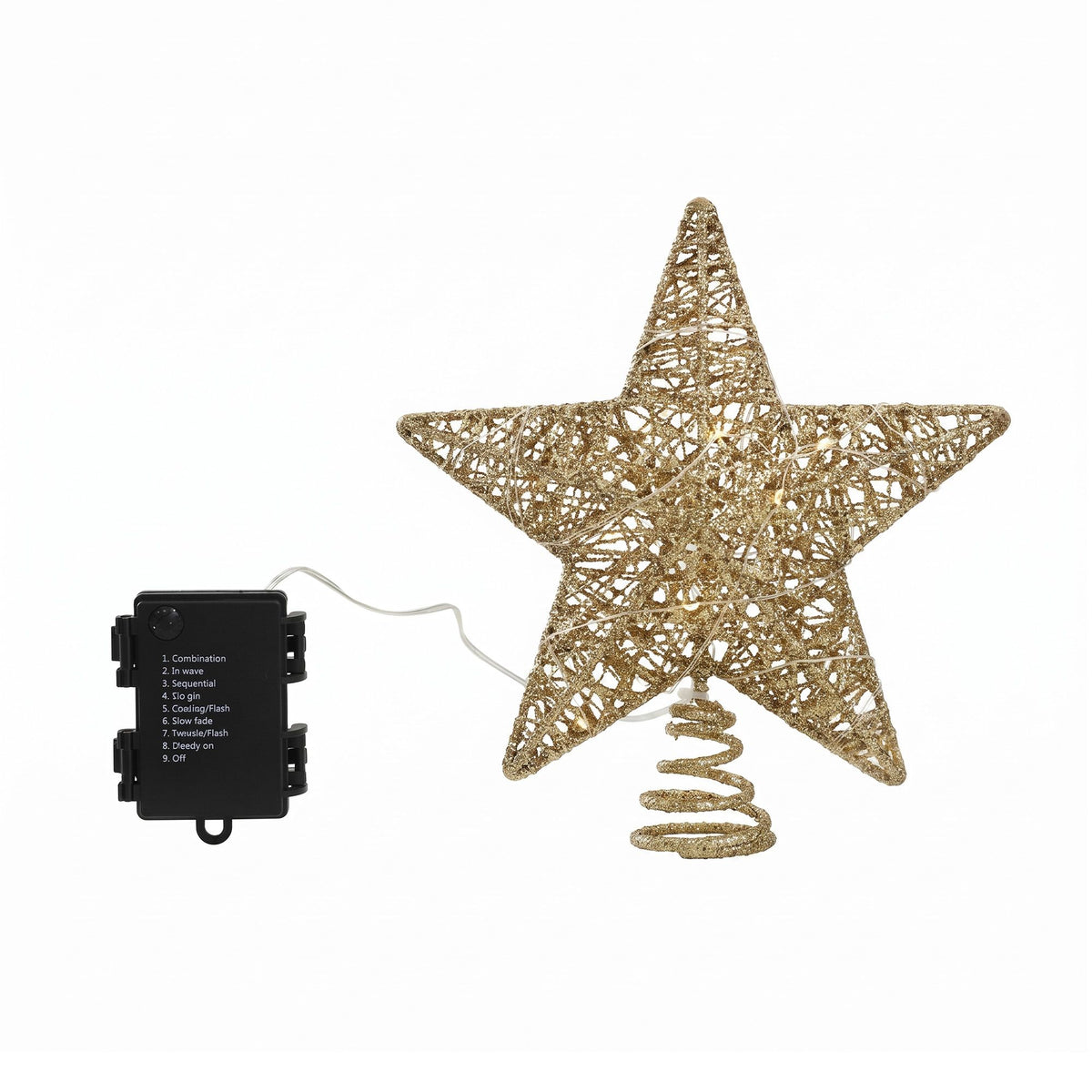 3D LED Christmas Tree Topper Star 23cm - Gold