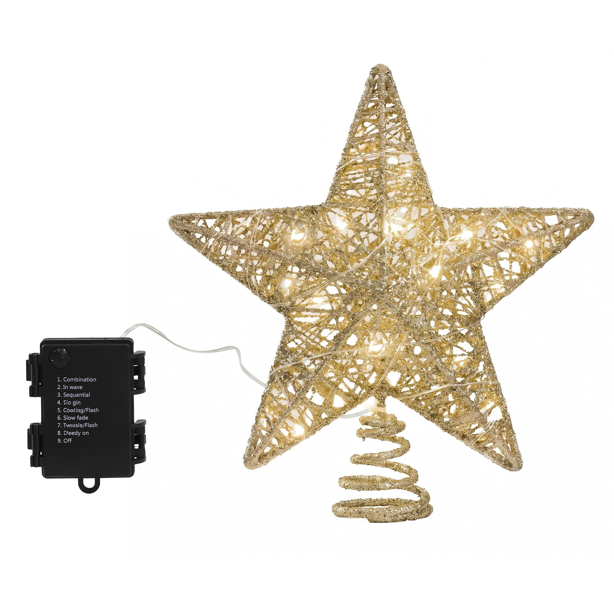 3D LED Christmas Tree Topper Star 23cm - Gold