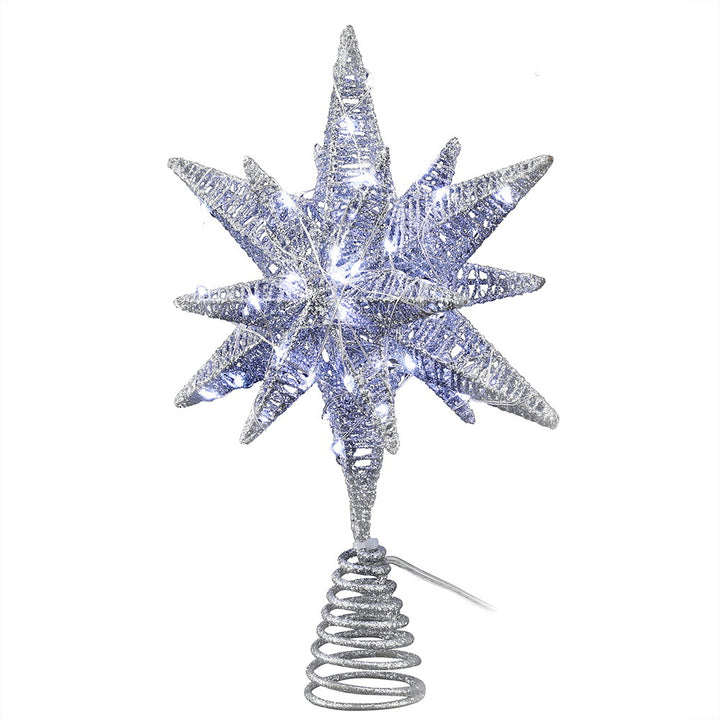 Jingle Jollys 3D Christmas Tree Topper Star LED Decorations Xmas Party Timer - Homecoze