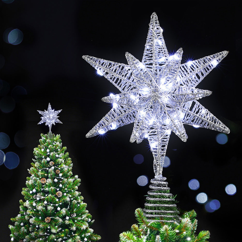 Jingle Jollys 3D Christmas Tree Topper Star LED Decorations Xmas Party Timer - Homecoze