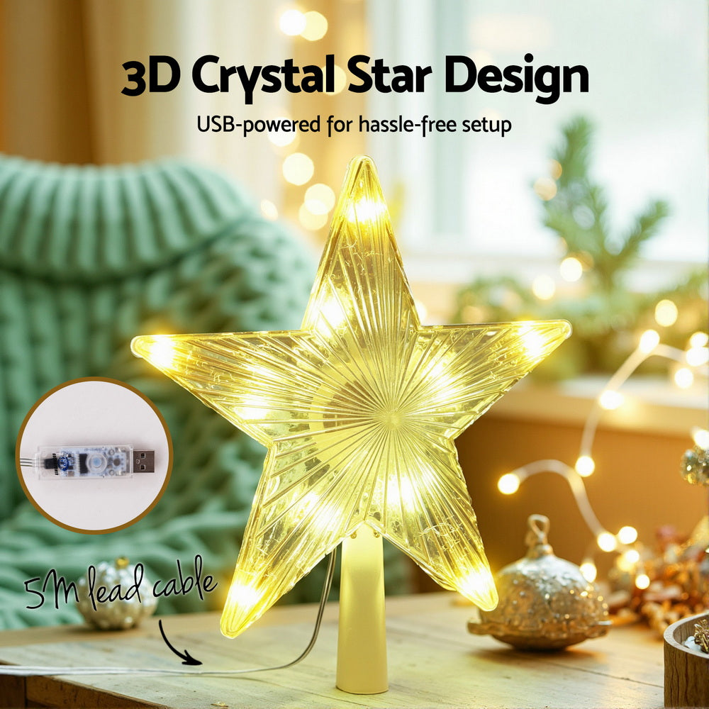 Jingle Jollys Christmas Tree Topper Star RGB LED Xmas Decor 80 Modes APP Control - Homecoze