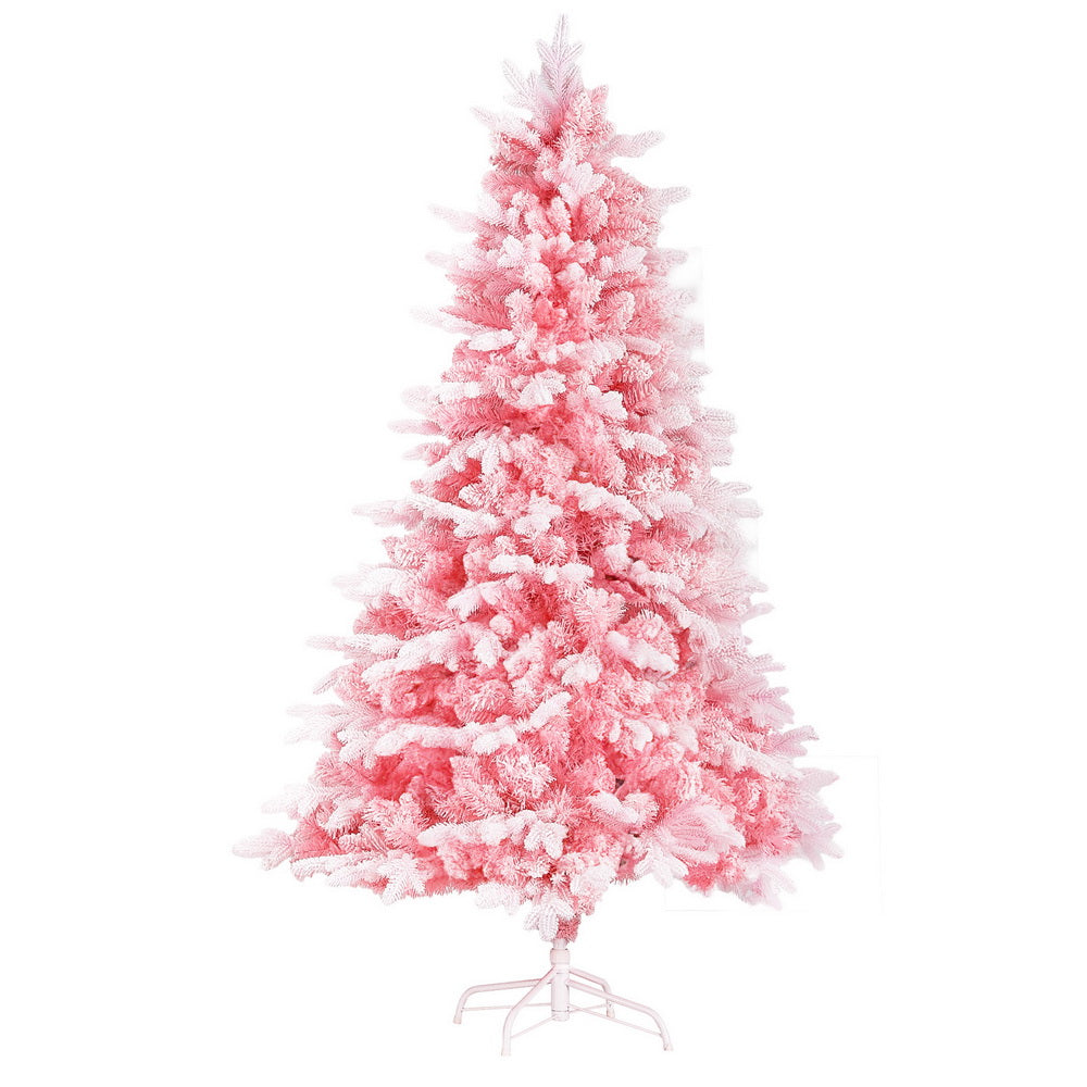 6FT Pink Light Snow Christmas Tree - 810 Tips - Homecoze