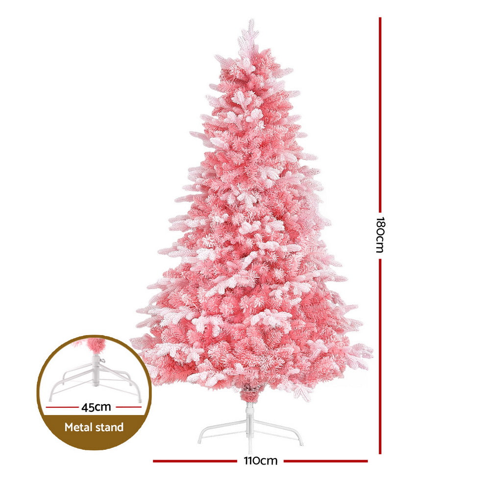 6FT Pink Light Snow Christmas Tree - 810 Tips