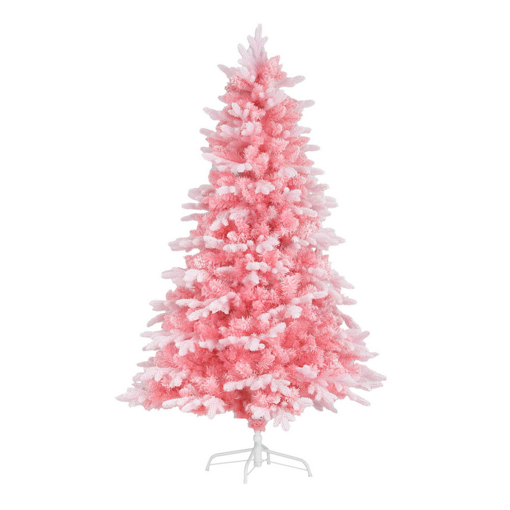 6FT Pink Light Snow Christmas Tree - 810 Tips - Homecoze