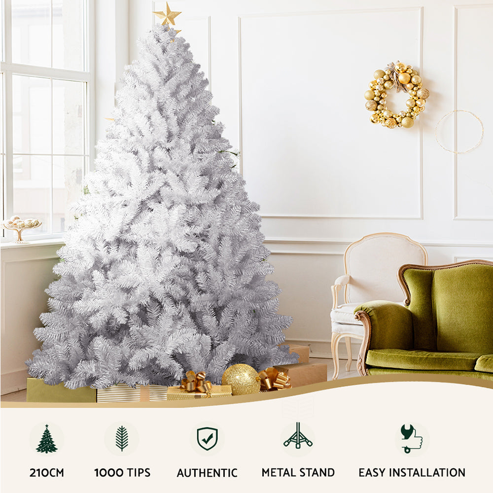 7FT White Christmas Tree - 1000 Tips - Homecoze