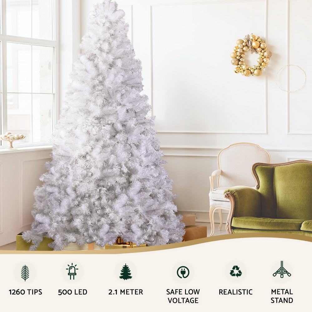 7FT White Pre-lit LED Christmas Tree - 1260 Tips - Homecoze