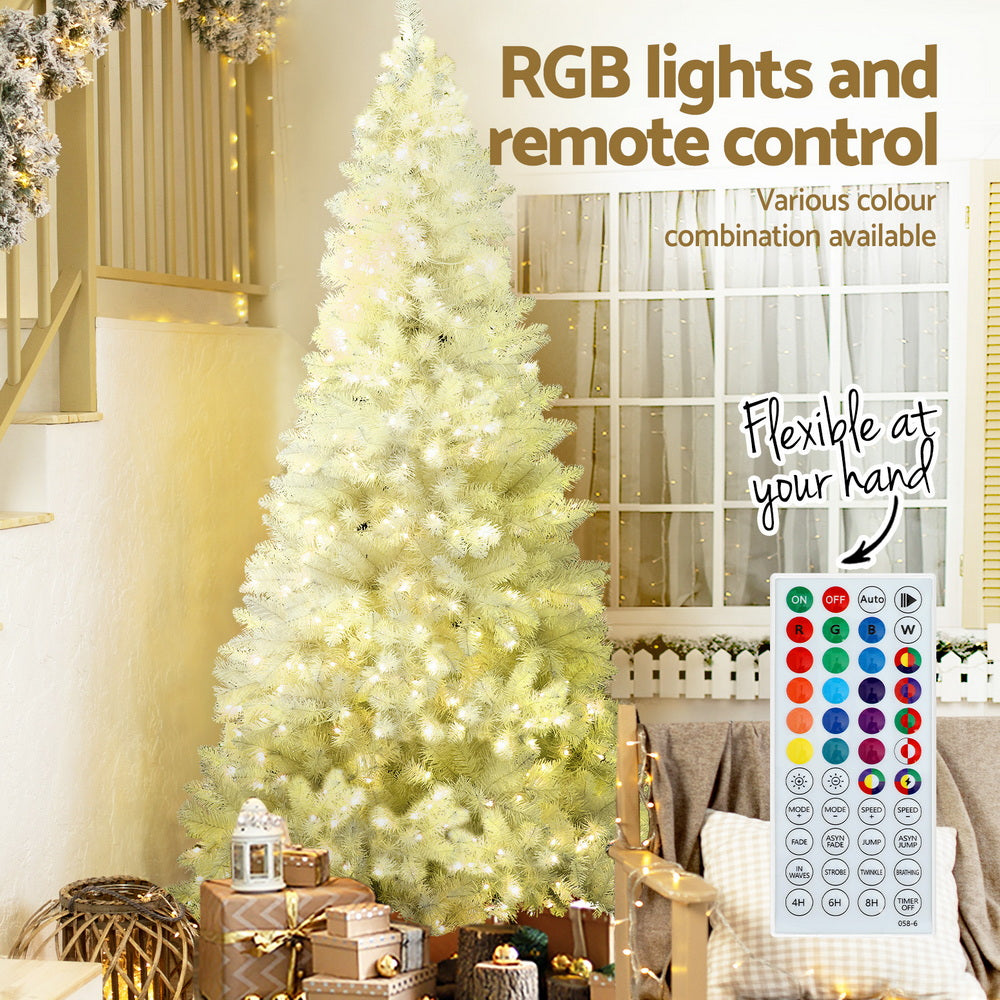 7FT White Pre-lit RGB Remote LED Christmas Tree - 1310 Tips - Homecoze