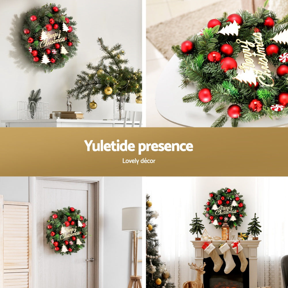 40cm Decorated Christmas Wreath - Homecoze