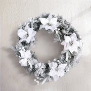 60cm Snow Flocked Decorated Christmas Wreath LED Lights - Homecoze
