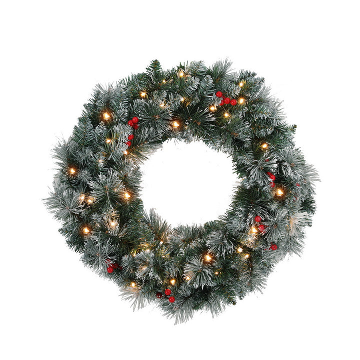 60cm Snow Flocked Christmas Wreath LED Lights