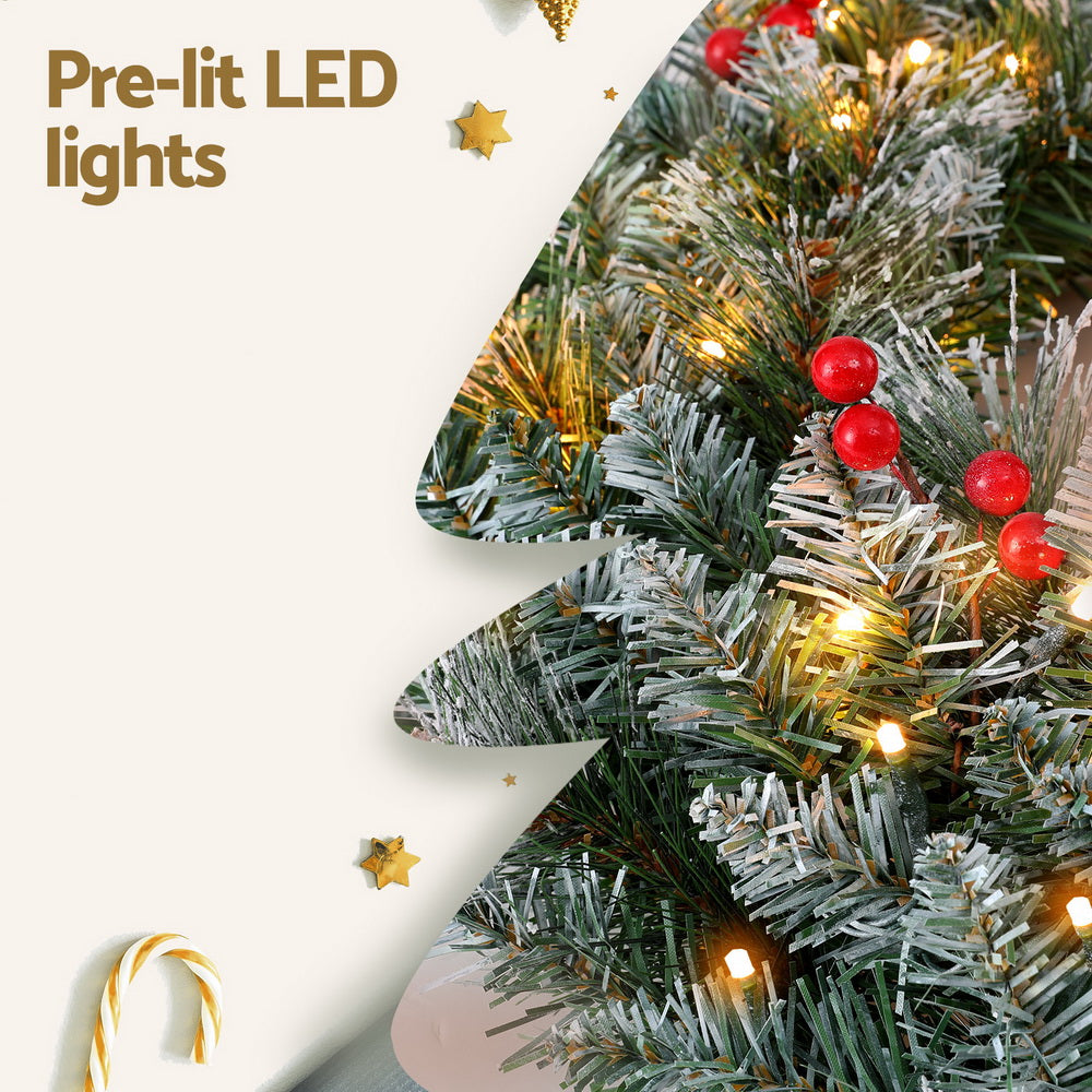 60cm Snow Flocked Christmas Wreath LED Lights - Homecoze