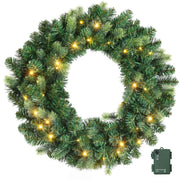 60cm Pre-lit LED Christmas Wreath - Green