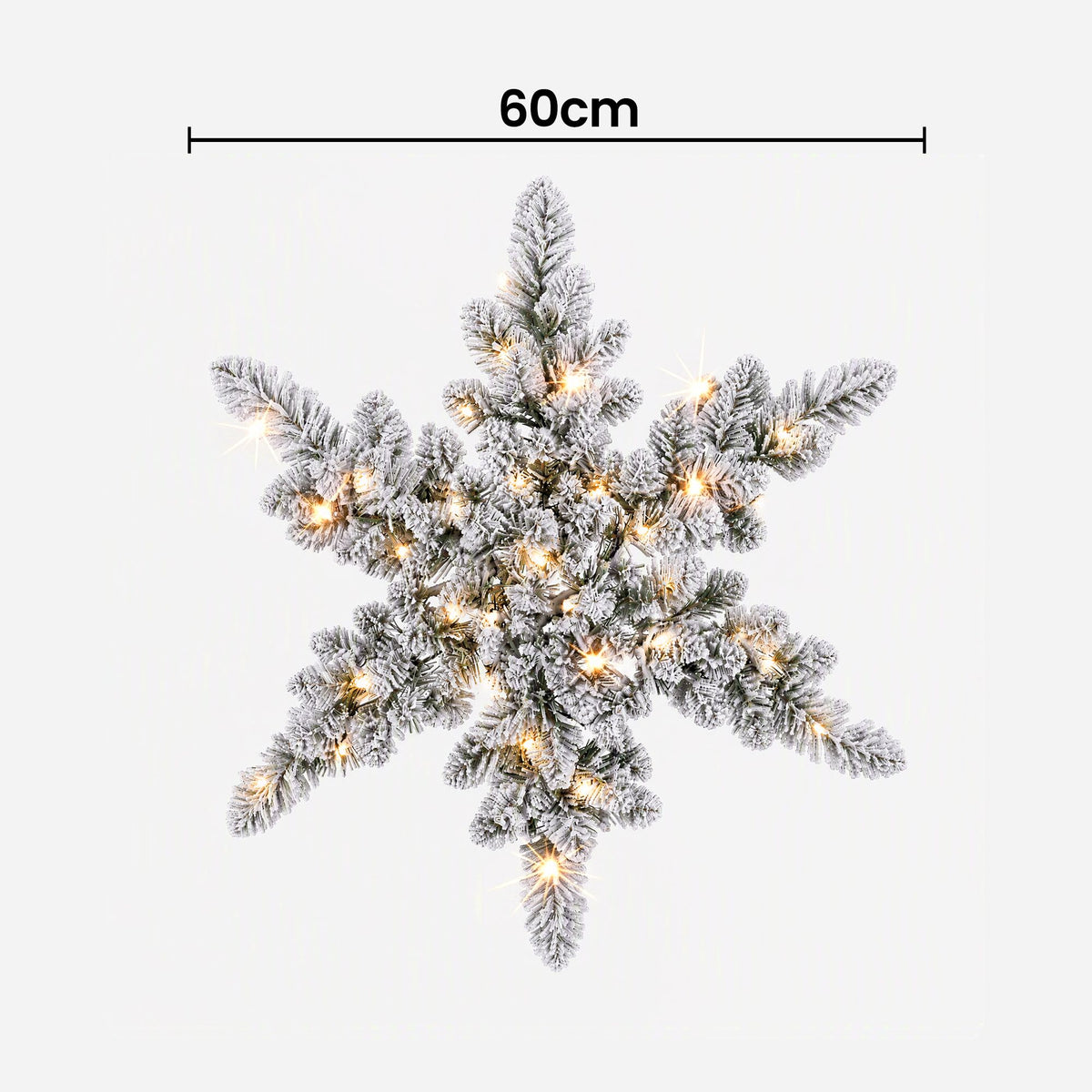 60cm Pre-lit LED Snow Flocked Star Christmas Wreath