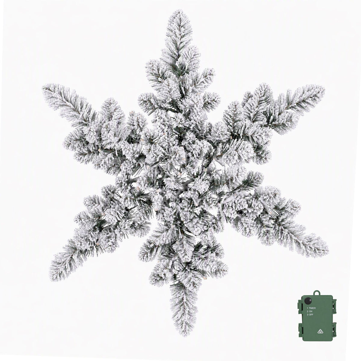 60cm Pre-lit LED Snow Flocked Star Christmas Wreath