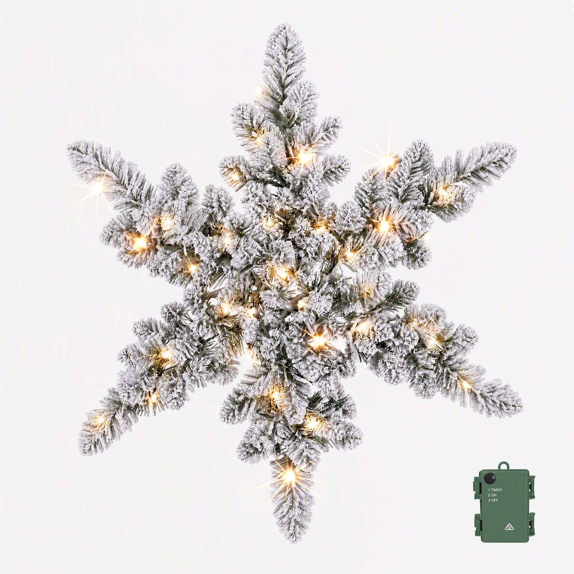 60cm Pre-lit LED Snow Flocked Star Christmas Wreath