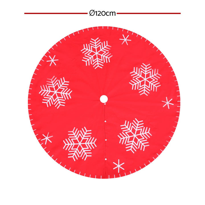 120cm Snowflake Christmas Tree Skirt - Red