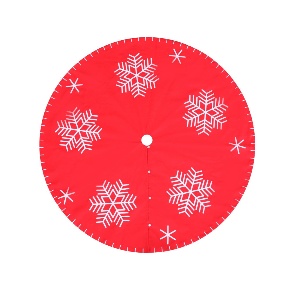90cm Snowflake Christmas Tree Skirt - Red - Homecoze