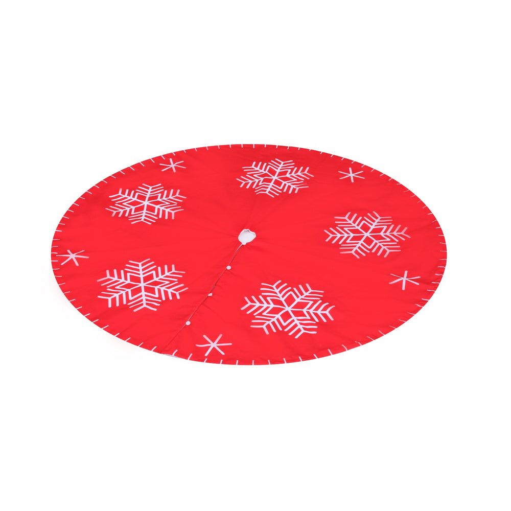 90cm Snowflake Christmas Tree Skirt - Red - Homecoze