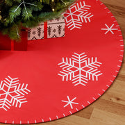 90cm Snowflake Christmas Tree Skirt - Red - Homecoze
