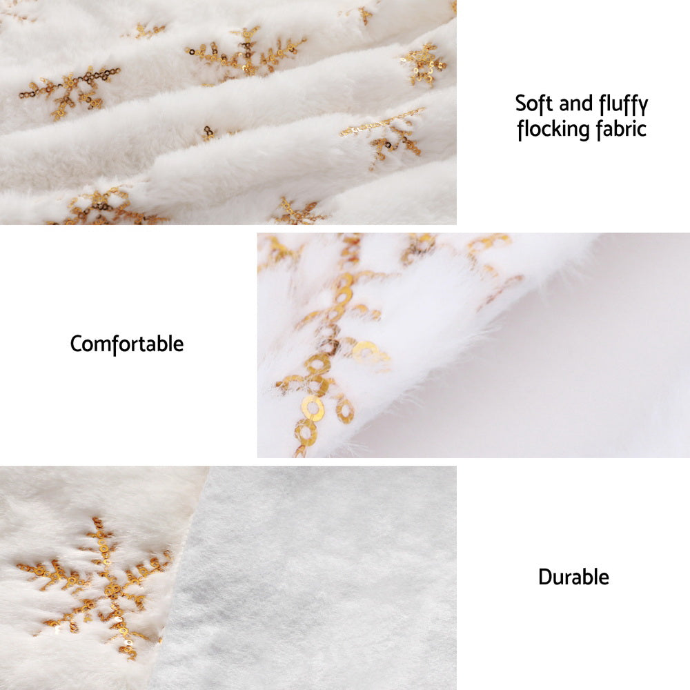 120cm Snowflake Christmas Tree Skirt - White - Homecoze