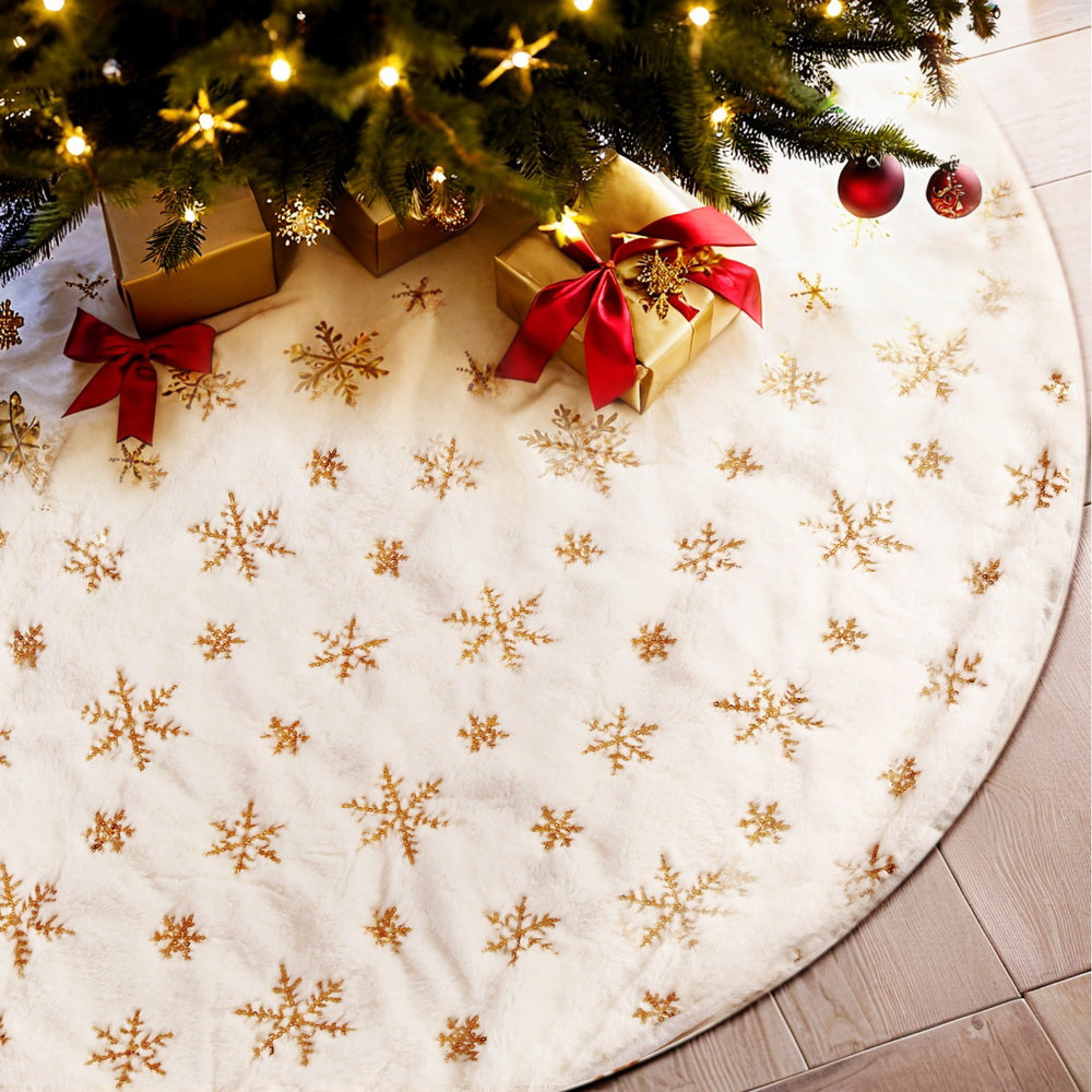 120cm Snowflake Christmas Tree Skirt - White