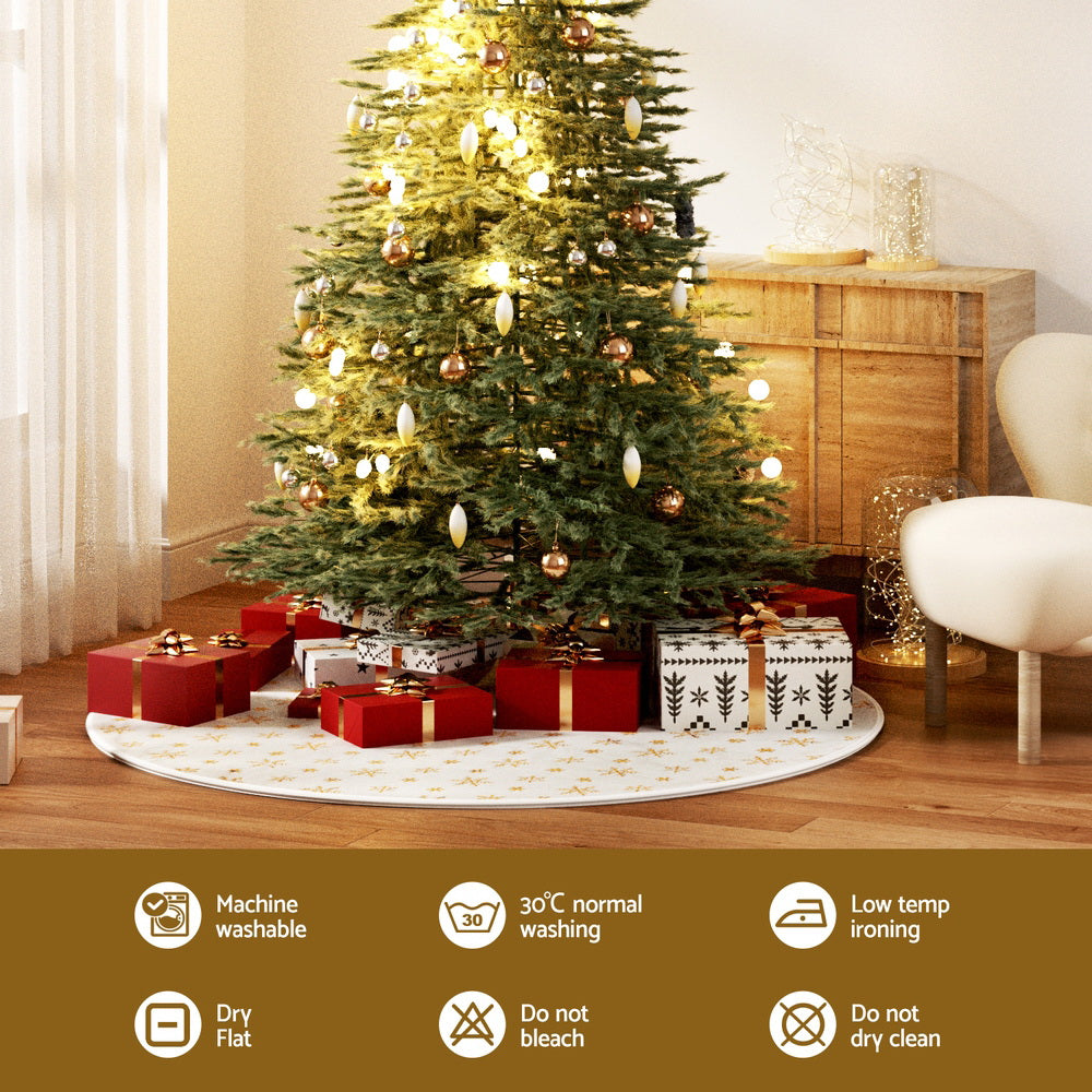 90cm Snowflake Christmas Tree Skirt - White - Homecoze