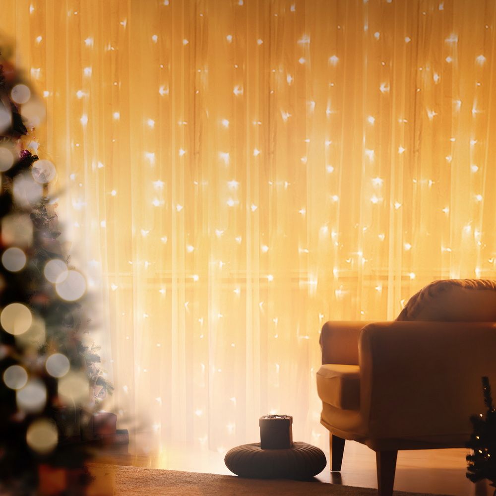 3m x 3m LED Curtain Christmas Lights 300 LED - Warm White