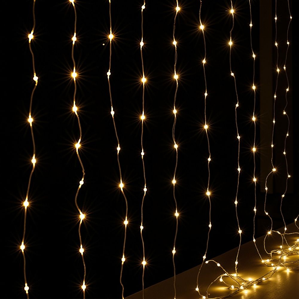 3m x 3m LED Curtain Christmas Lights 300 LED - Warm White
