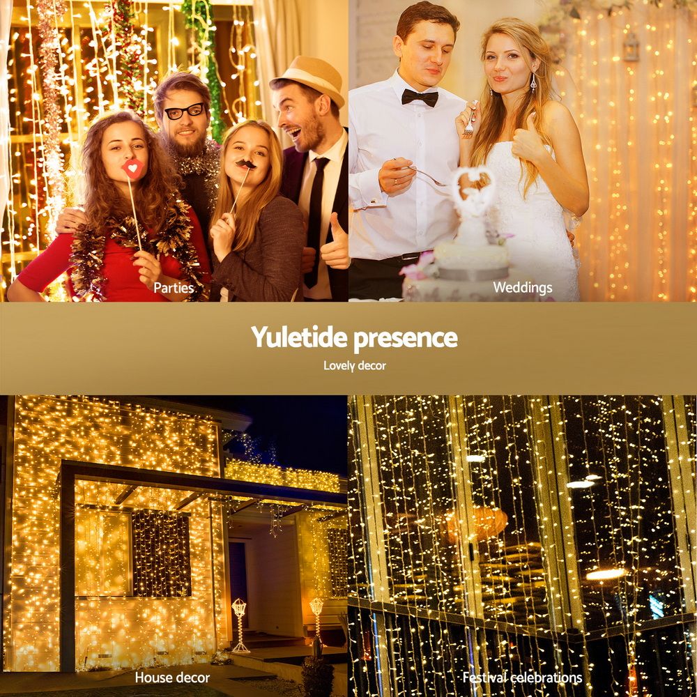 3m x 3m LED Curtain Christmas Lights 300 LED - Warm White