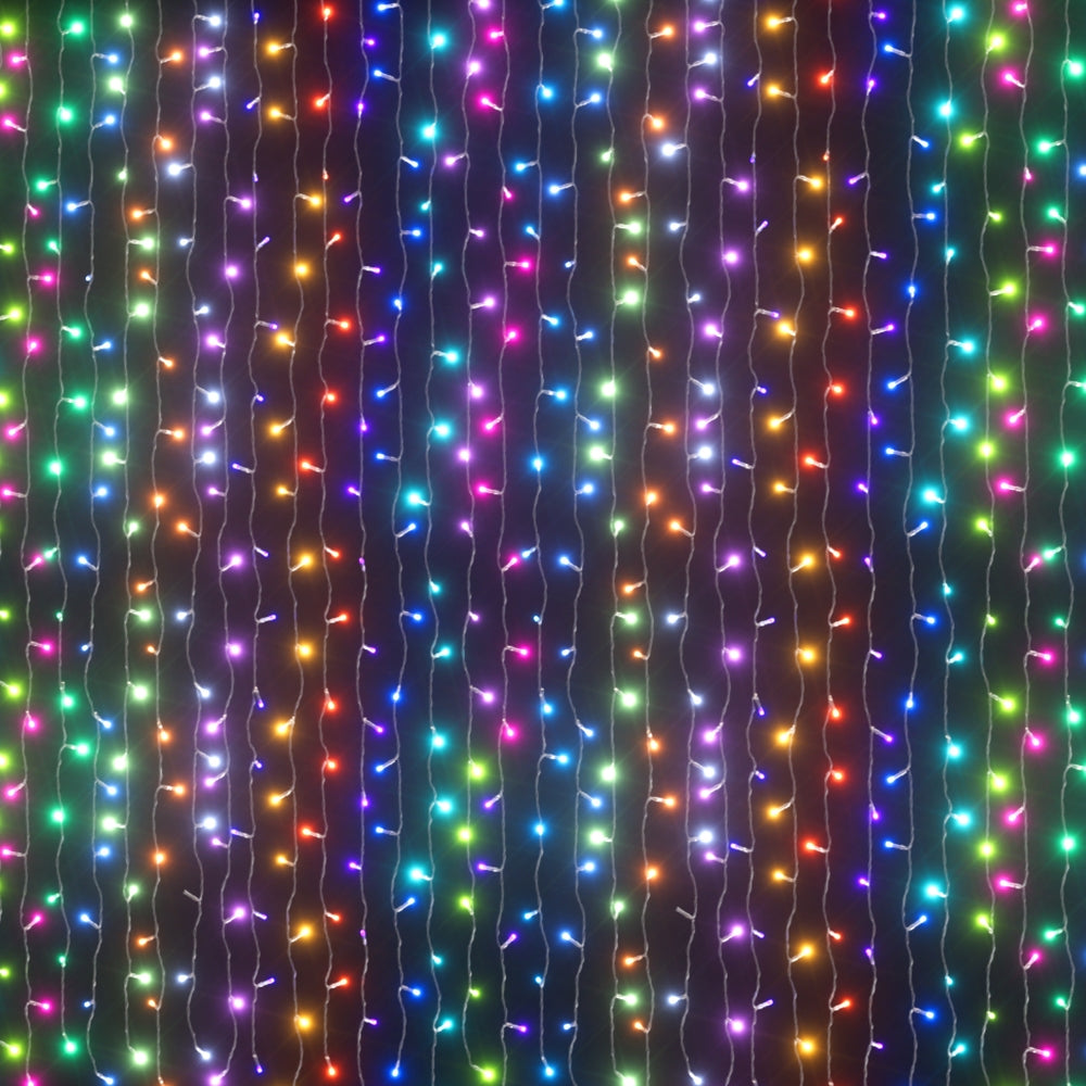6m x 3m Christmas Curtain Lights 960 RGB LED - Multicolour - Homecoze