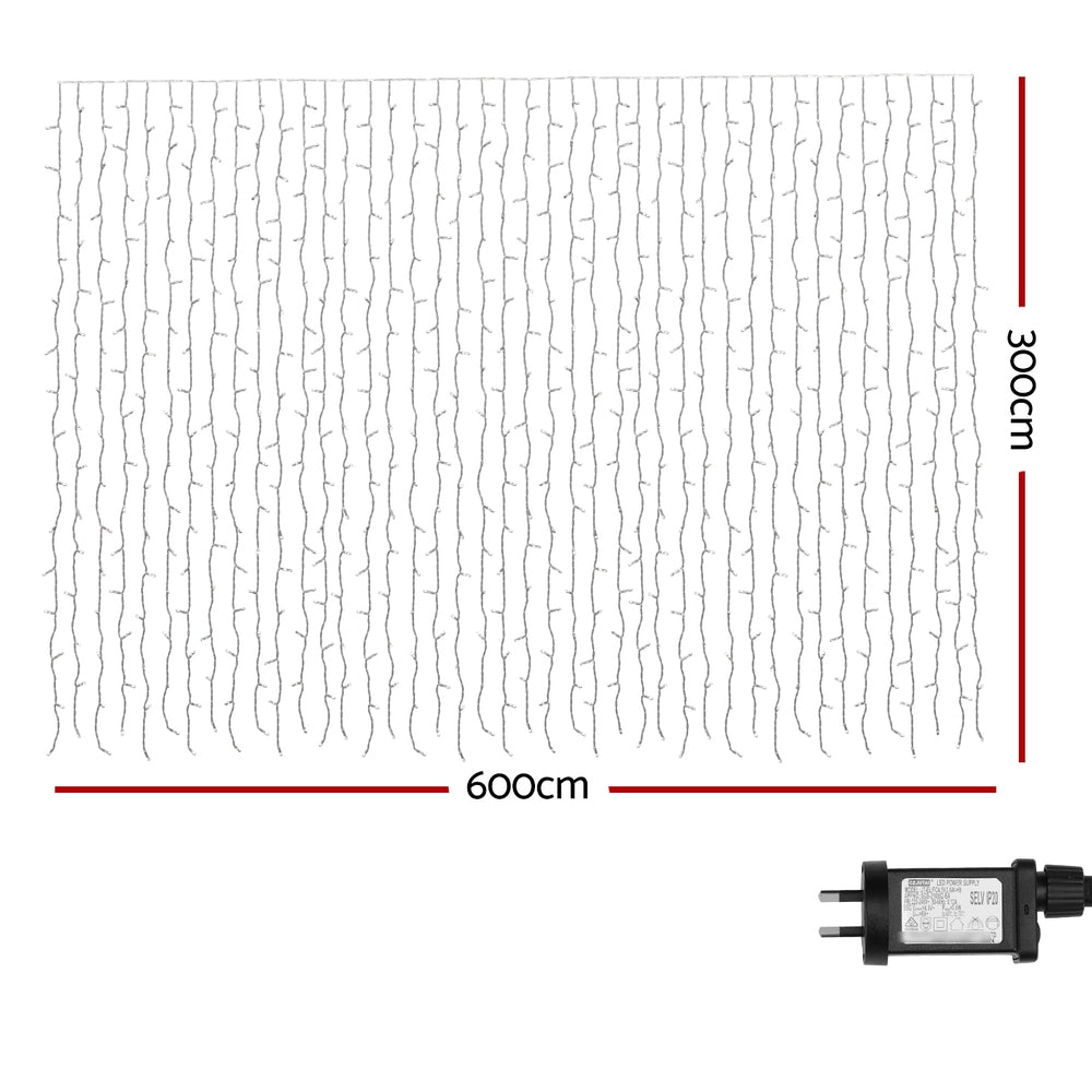6m x 3m Christmas Curtain Lights 960 RGB LED - Multicolour - Homecoze