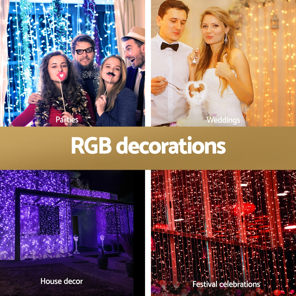 6m x 3m Christmas Curtain Lights 960 RGB LED - Multicolour - Homecoze