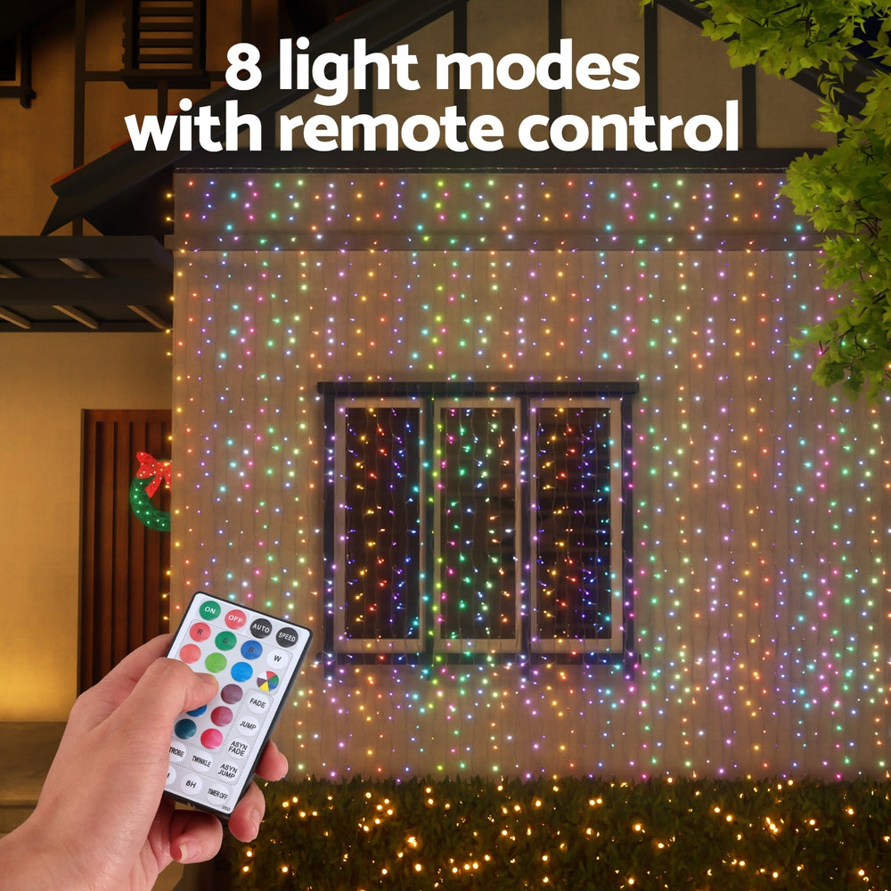 6m x 3m Christmas Curtain Lights 960 RGB LED - Multicolour - Homecoze