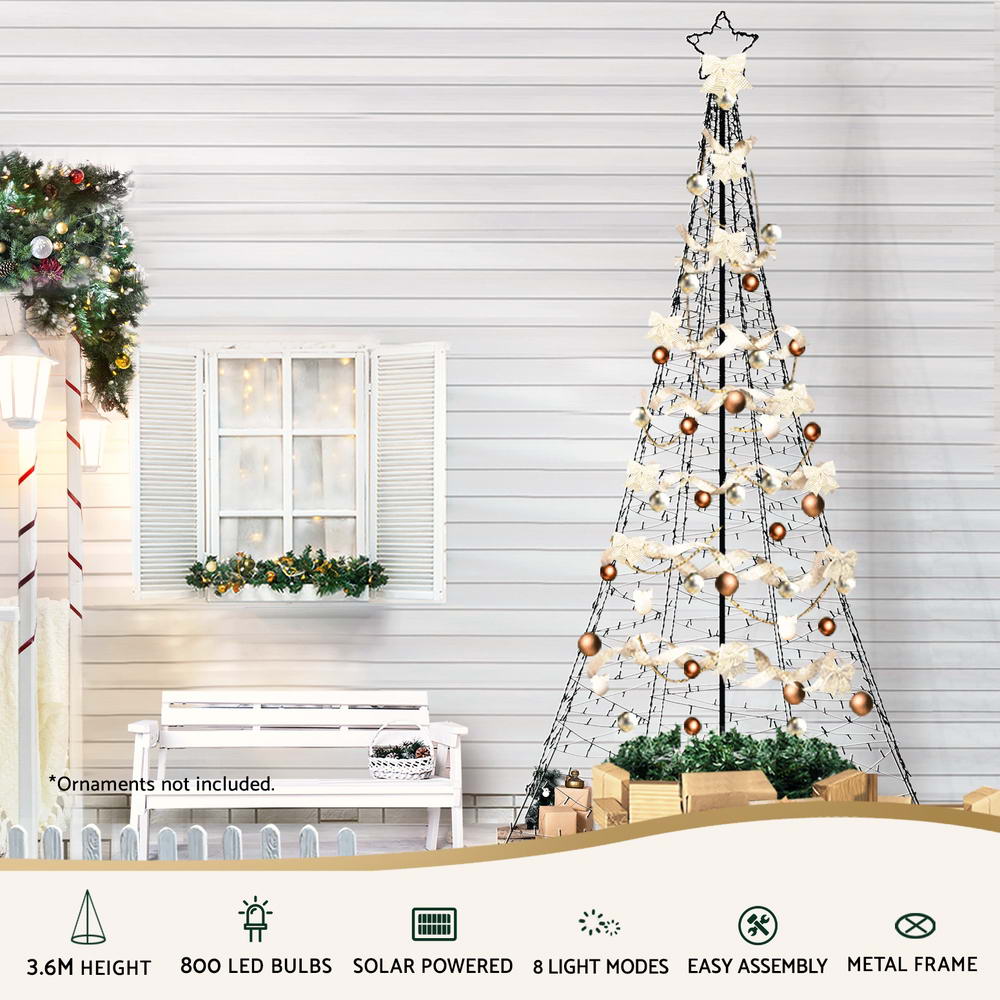 12FT (3.6m) Solar Powered LED Christmas Tree - Homecoze