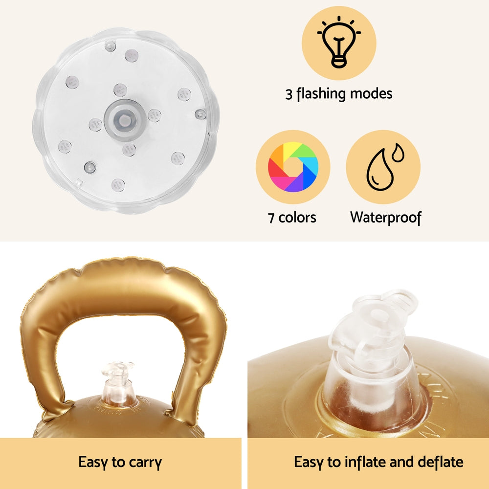 60cm Inflatable LED Christmas Bauble Decoration - Gold - Homecoze