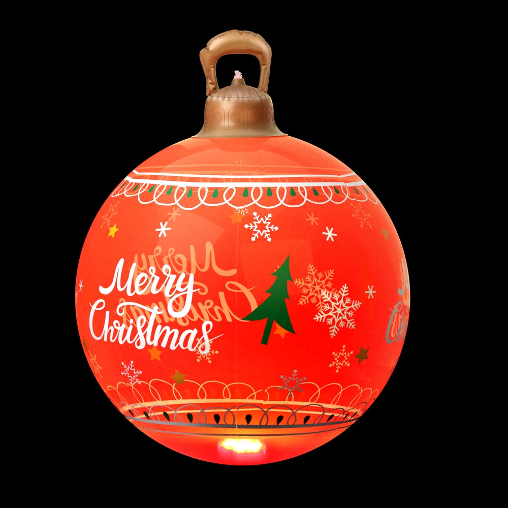 60cm Inflatable LED Christmas Bauble Decoration - Red - Homecoze