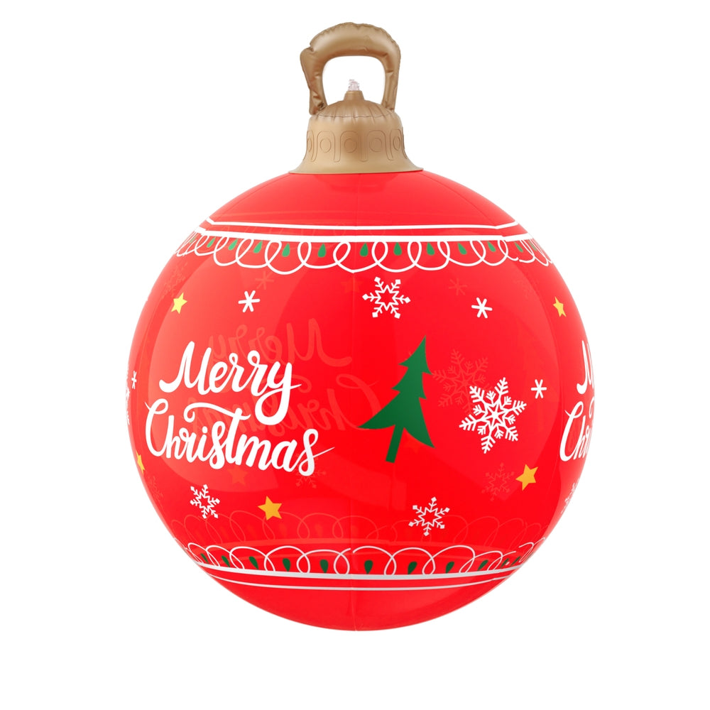60cm Inflatable LED Christmas Bauble Decoration - Red - Homecoze