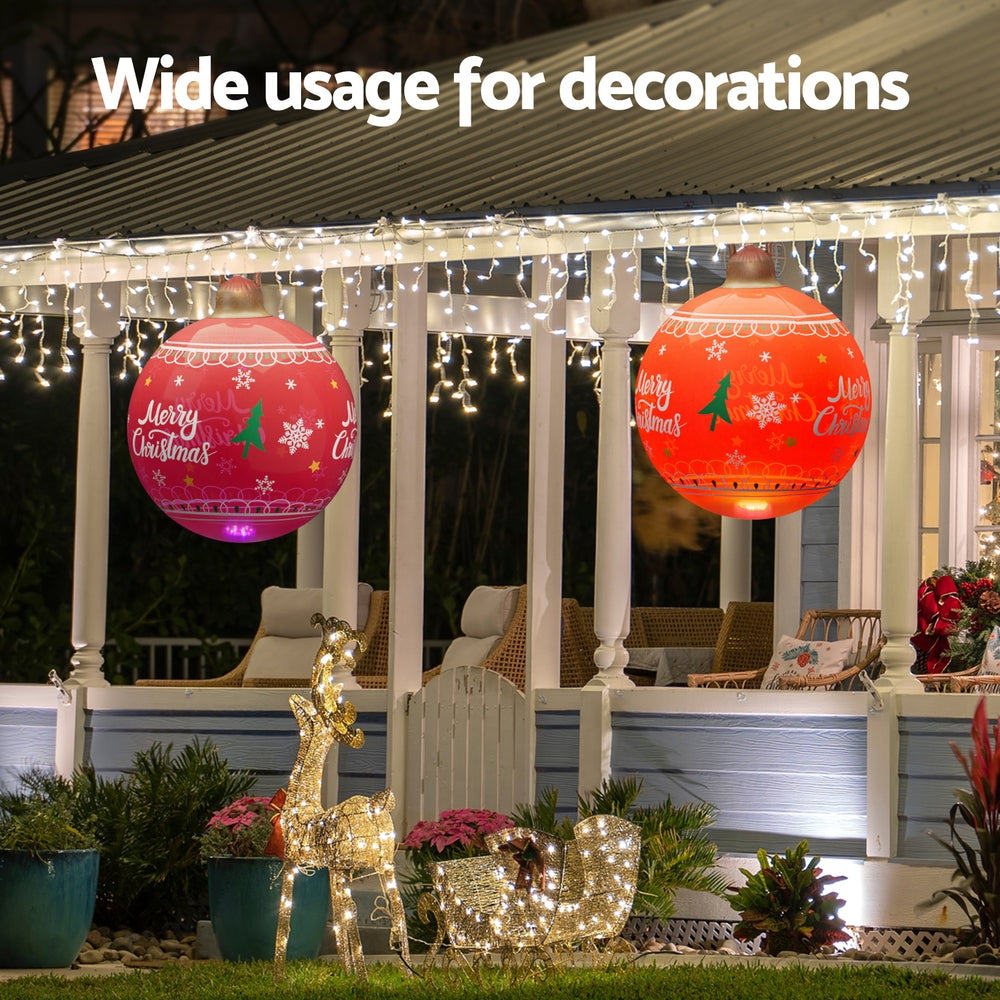 60cm Inflatable LED Christmas Bauble Decoration - Red - Homecoze