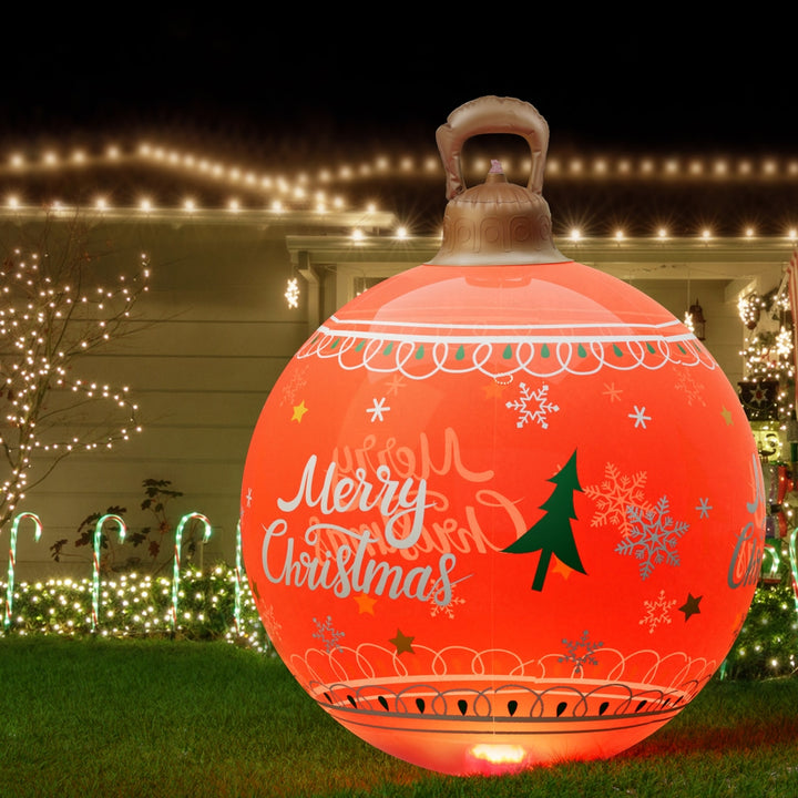 60cm Inflatable LED Christmas Bauble Decoration - Red