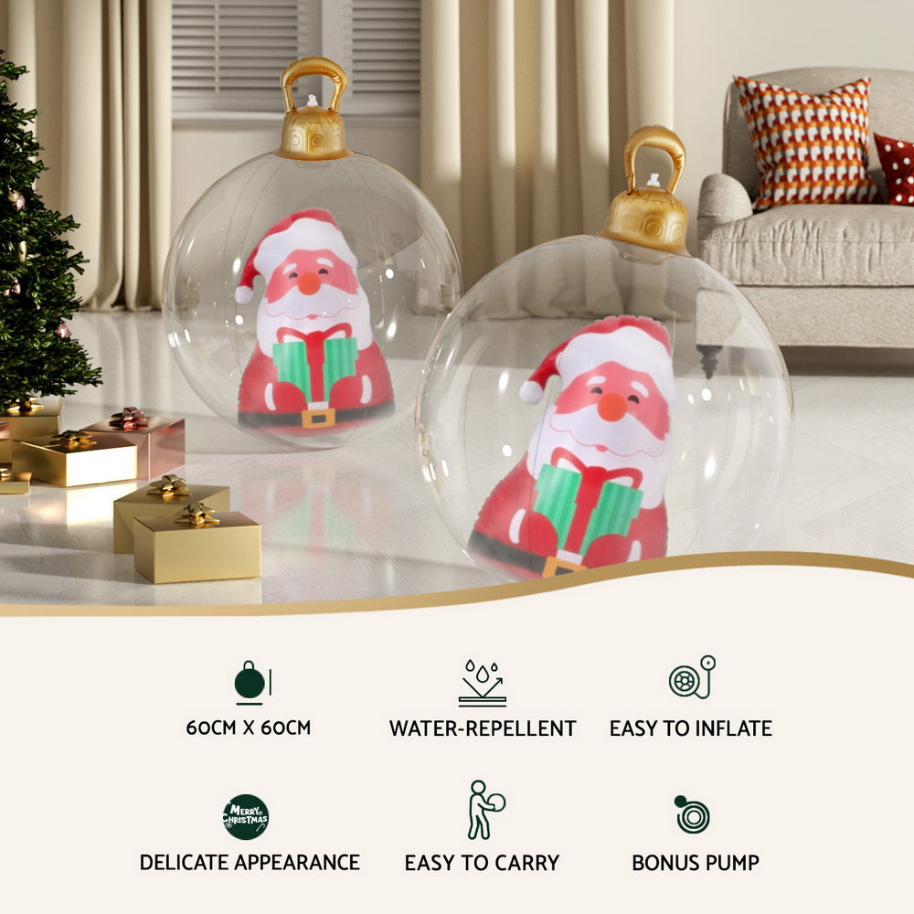60cm Inflatable Santa Christmas Bauble Decoration - Homecoze