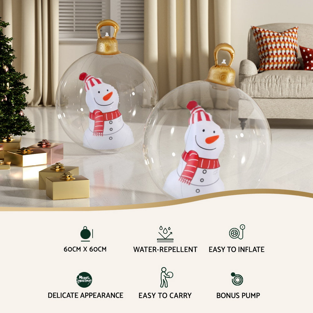 60cm Inflatable Snowman Christmas Bauble Decoration - Homecoze