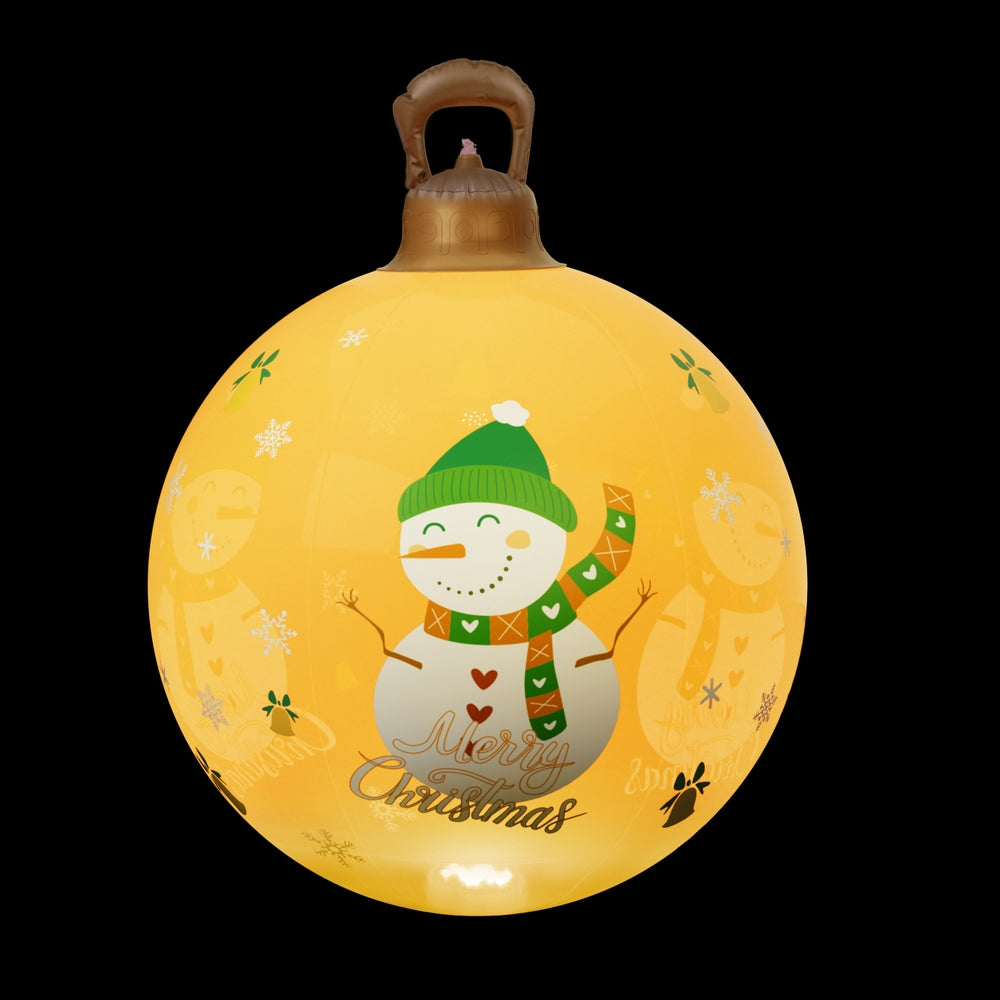 60cm Inflatable LED Christmas Snowman Bauble Decoration - Gold - Homecoze