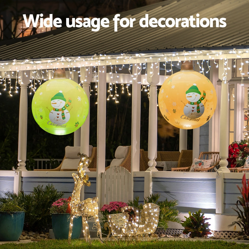 60cm Inflatable LED Christmas Snowman Bauble Decoration - Gold - Homecoze