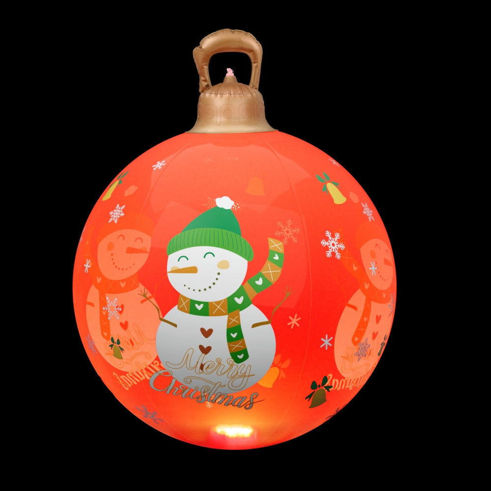 60cm Inflatable LED Christmas Snowman Bauble Decoration - Red - Homecoze
