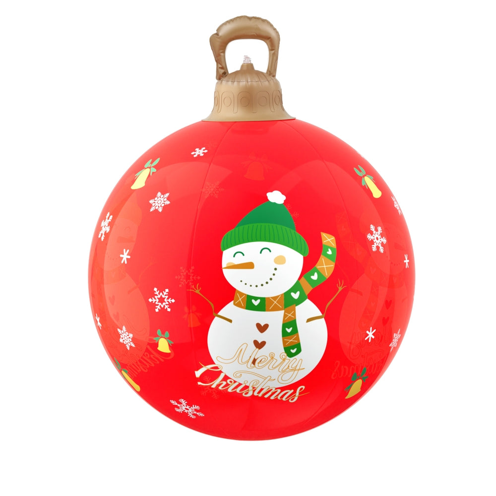 60cm Inflatable LED Christmas Snowman Bauble Decoration - Red - Homecoze